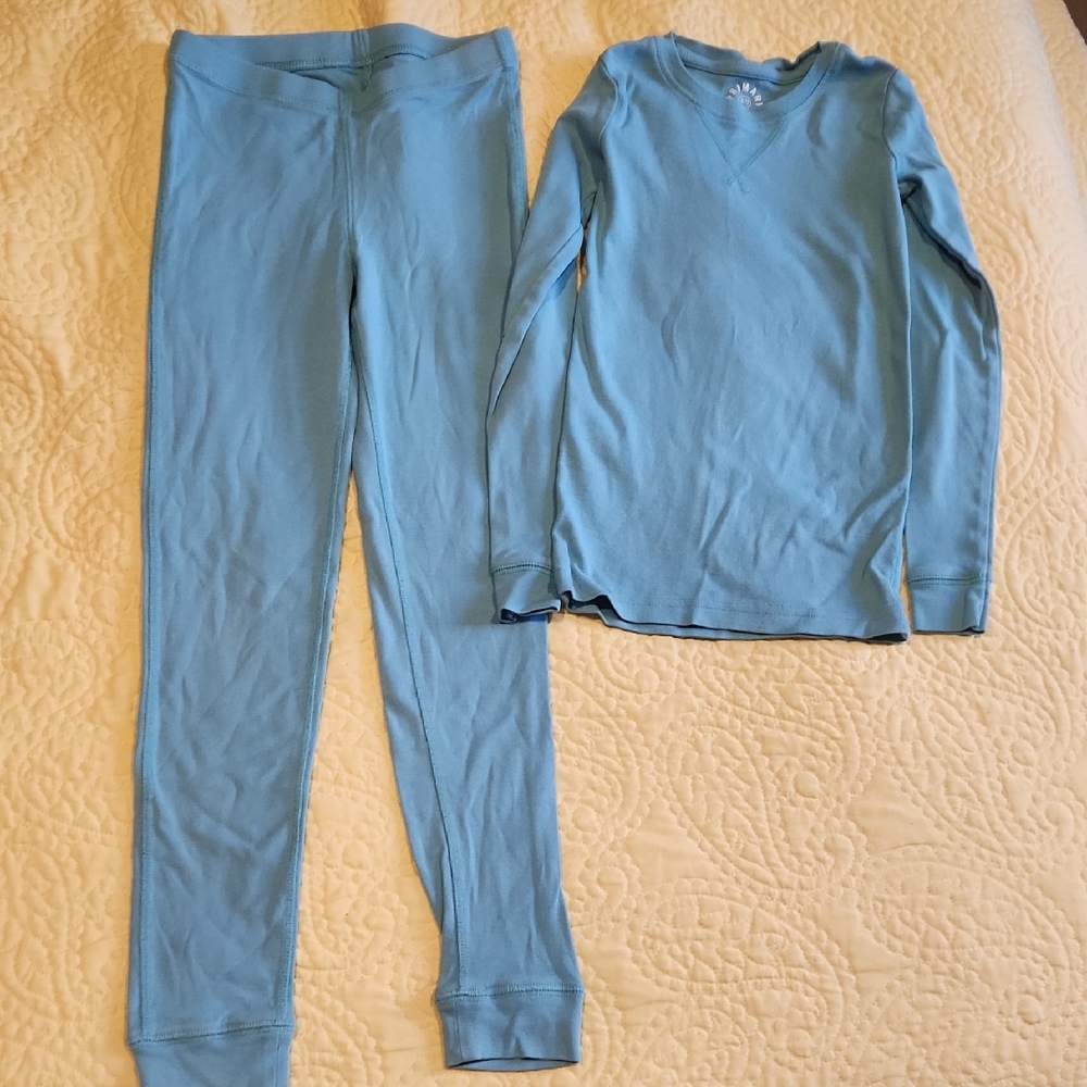 Primary Teal Kids 8/9 Long Sleeve Pjs Pajamas